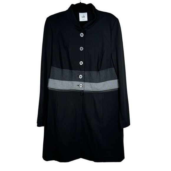 CAbi #3176 Black Convertible Jacket Ponte Knit Long Line Black Gray Career XL - Picture 1 of 10